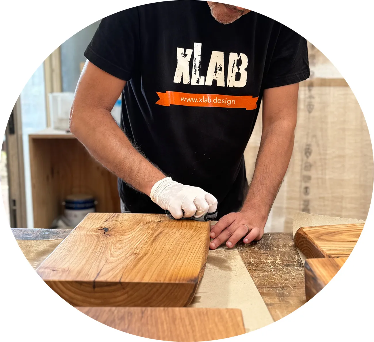 XLAB Design coppia mensole bagno legno massello bordo naturale