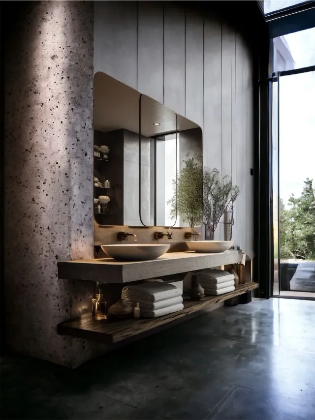 XLAB Design mensola bagno effetto cemento lavabo 180x50 cm