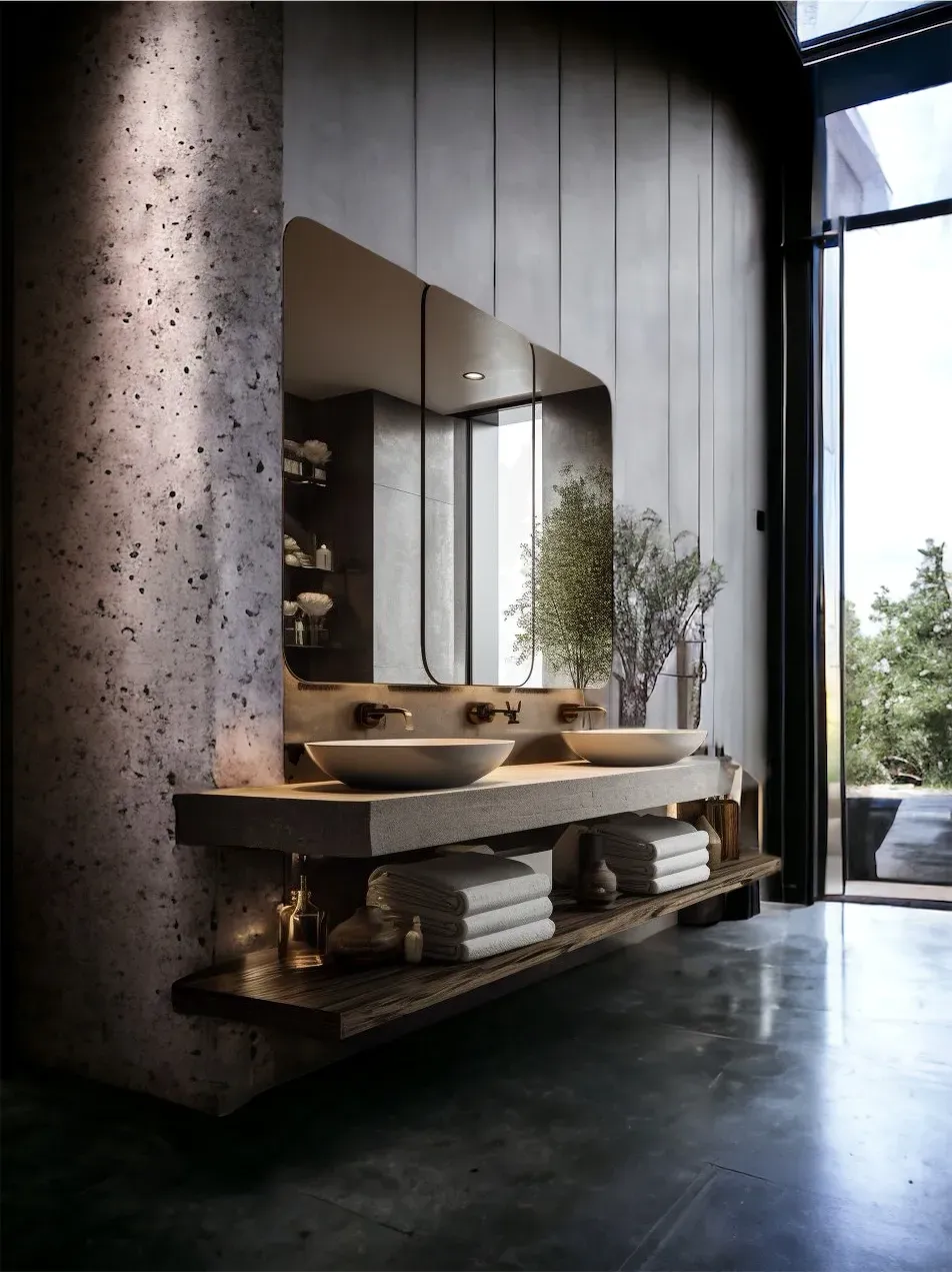 XLAB Design mensola bagno effetto cemento lavabo 180x50 cm