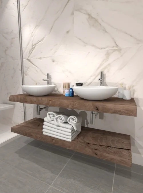 XLAB Design Cindy doppia mensola bagno legno per lavabo