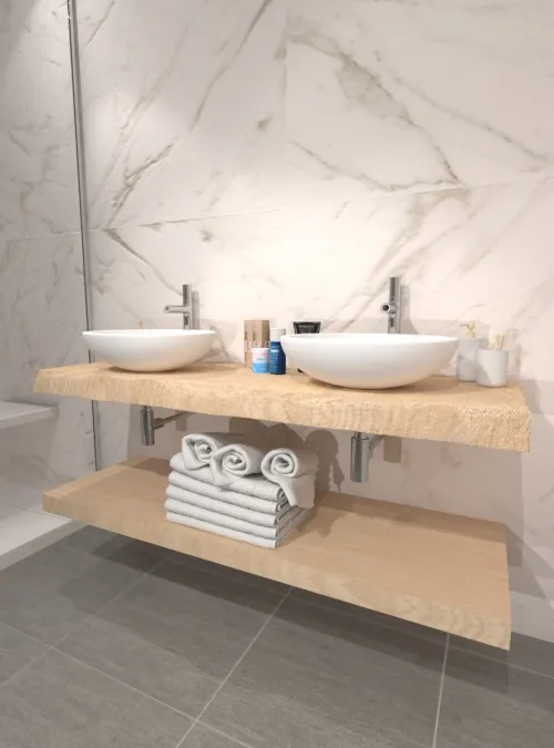 XLAB Design Cindy doppia mensola bagno legno per lavabo