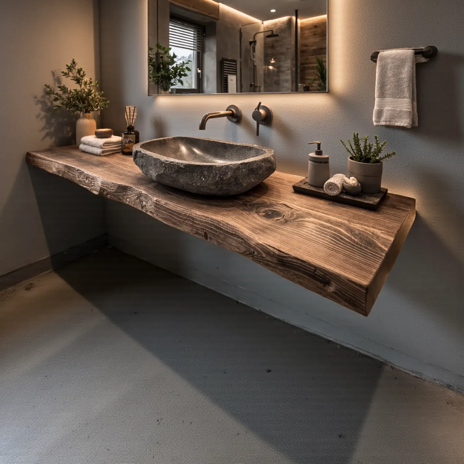 XLAB Design mensola bagno larice 100x50x6 bordo rustico