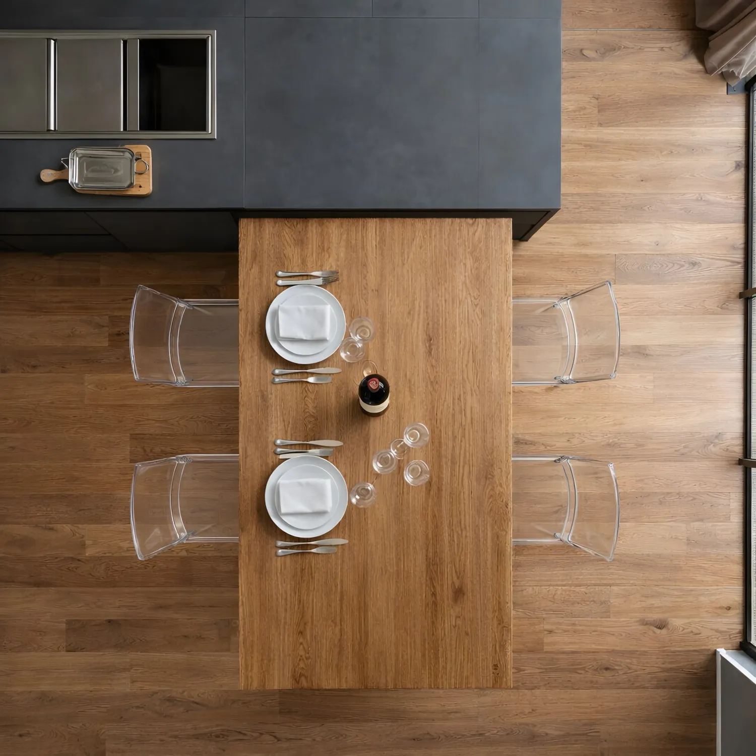 XLAB Design Piano Snack Rovere 5cm con Gamba Cristallo