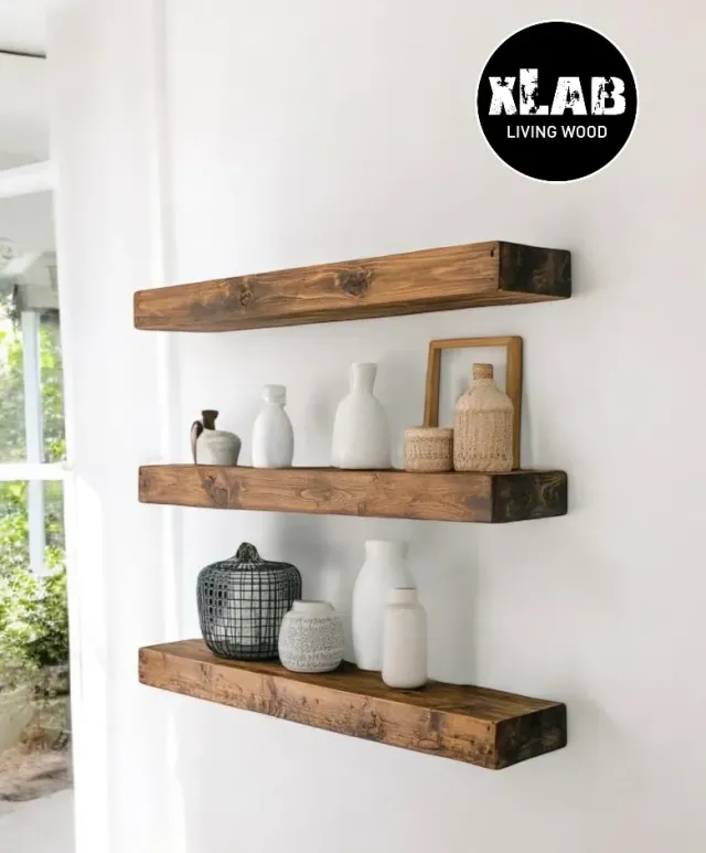 XLAB Design mensola parete legno massello teak 100x20x10