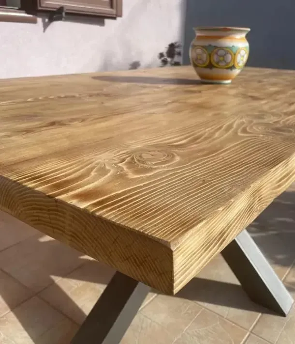 Sicily Wood Maker Tavolo 200x80 bordo dritto gambe nere