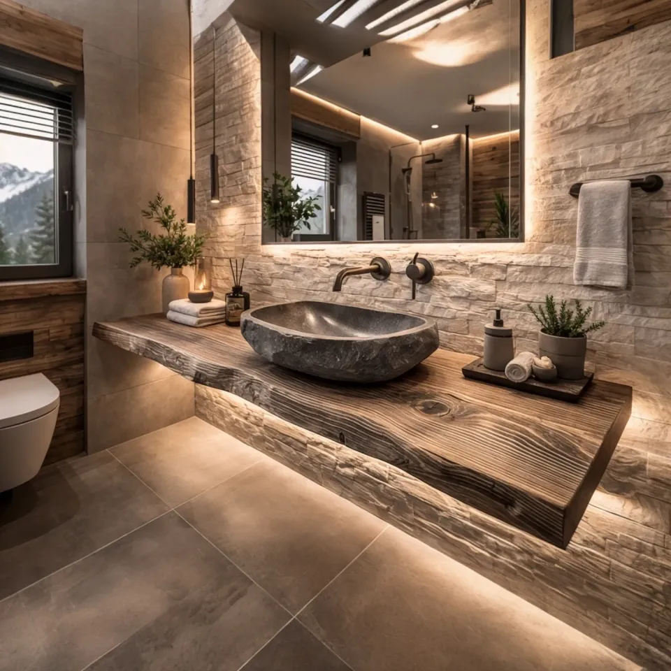 XLAB Design mensola bagno larice 100x50x6 bordo rustico