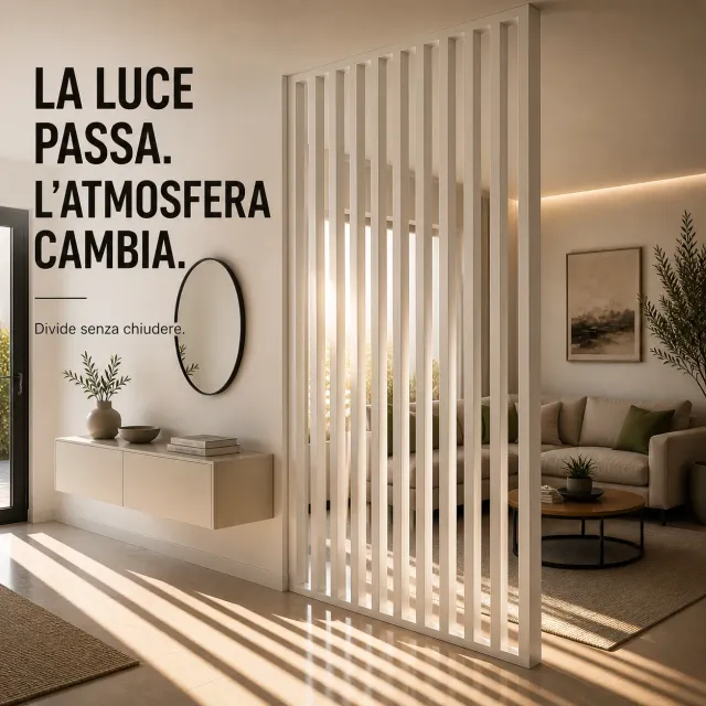XLAB Design parete divisoria legno massello bianco 110x290 cm