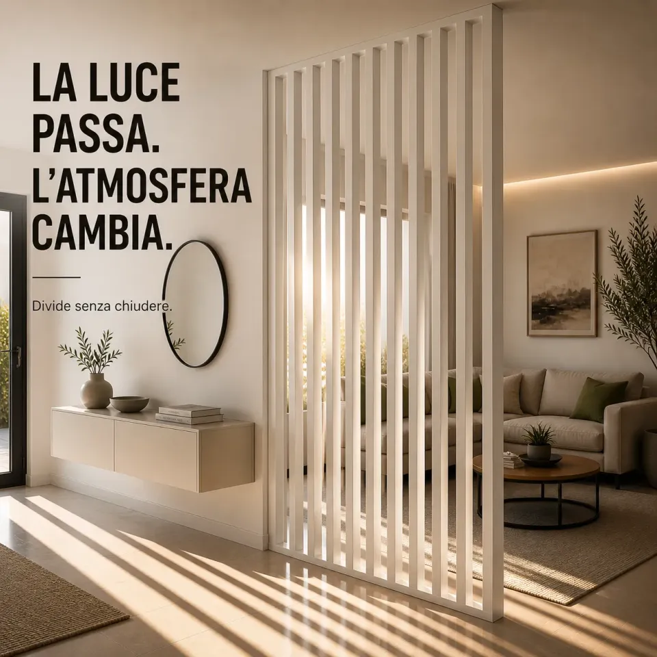 XLAB Design parete divisoria legno massello bianco 110x290 cm