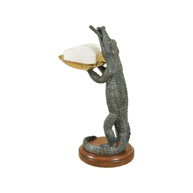Maitland Smith Alligator portasapone ottone 12,7 cm verdigris