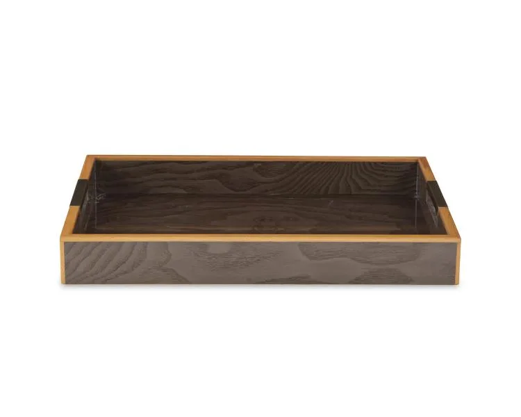Maitland Smith Grey Burl vassoio noce manici ottone 50,8 cm