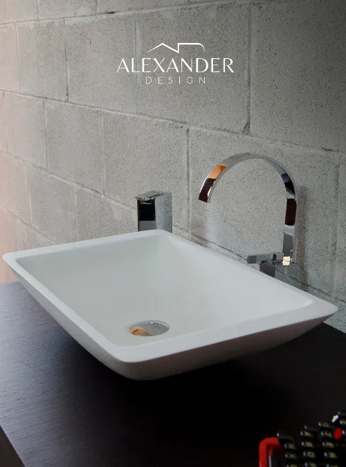 XLAB Design Louvre lavabo rettangolare resina minerali