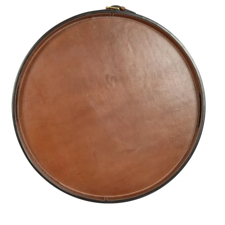 Maitland Smith Leather Buckle vassoio pelle cognac 50,8 cm