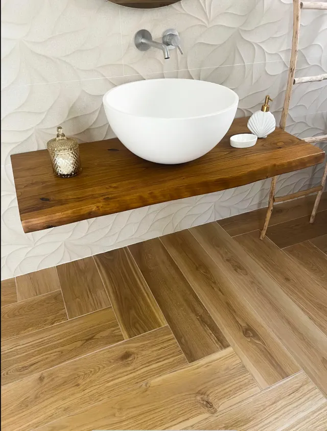 XLAB Design mensola bagno teak 100x50 cm bordo rustico