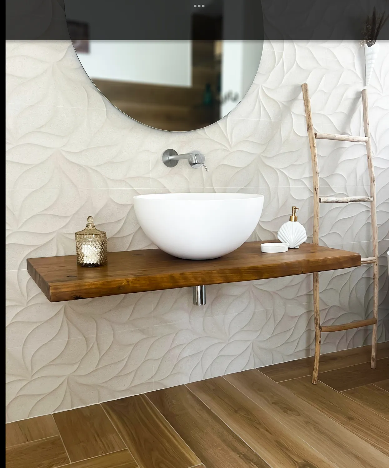 XLAB Design mensola bagno teak 100x50 cm bordo rustico