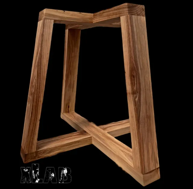 XLAB Design Steve gamba centrale tavolo tondo legno massello