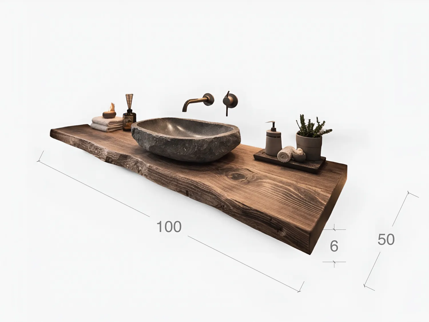 XLAB Design mensola bagno larice 100x50x6 bordo rustico