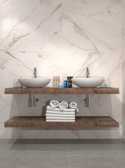 XLAB Design Cindy doppia mensola bagno legno per lavabo