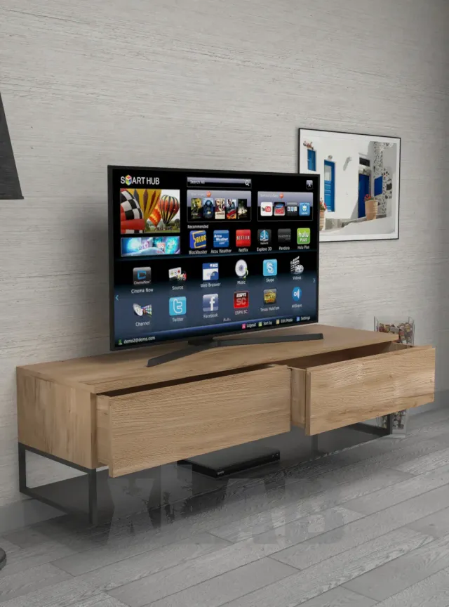 XLAB Design Philip mobile porta TV sospeso legno vano a giorno