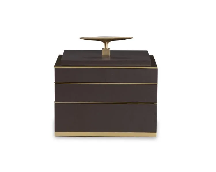 Maitland Smith Brown portagioie pelle marrone ottone