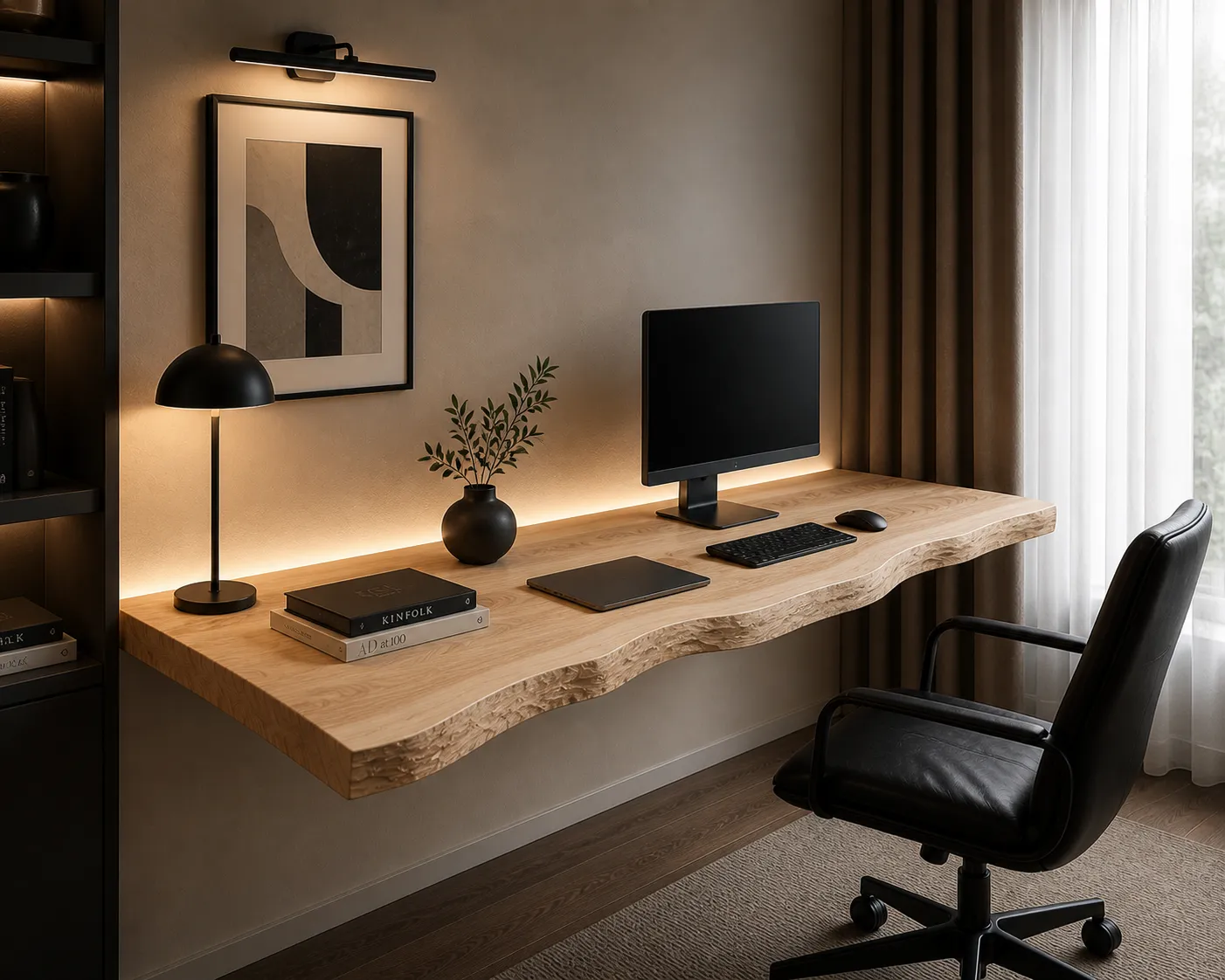 XLAB Design Scrivania Sospesa 160 cm Legno Massello Castagno