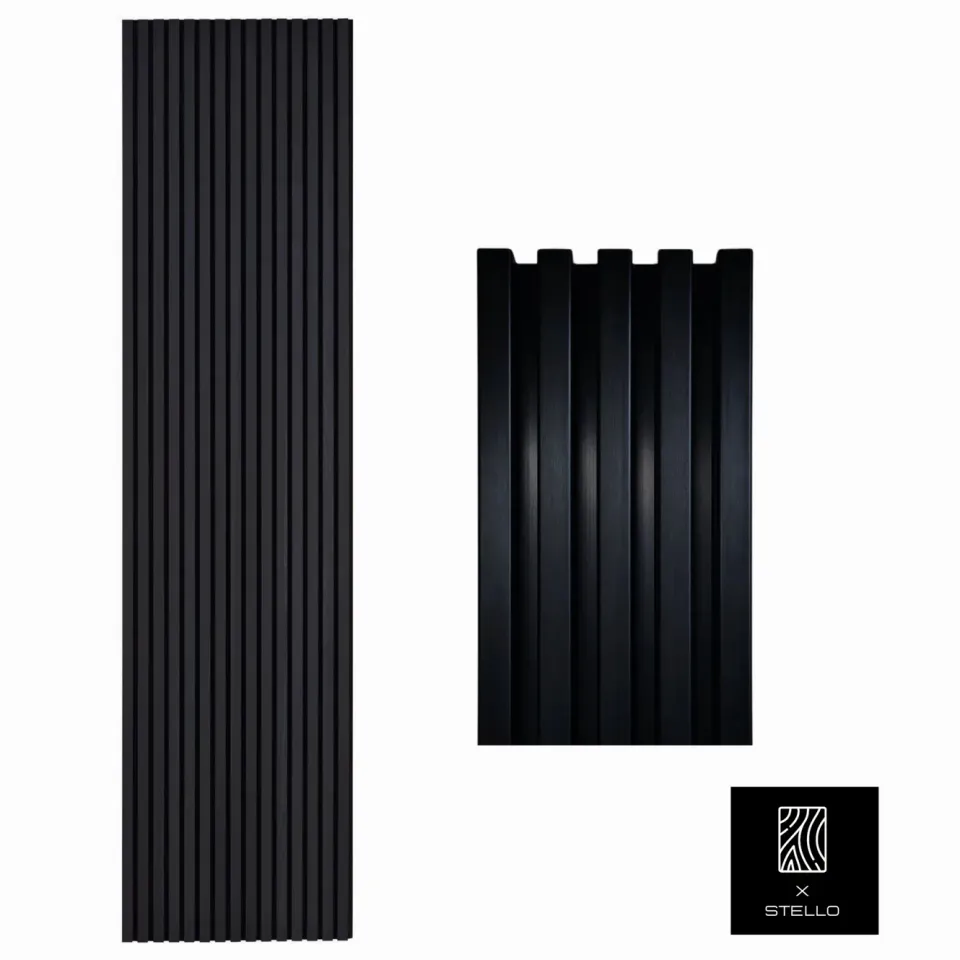 XLAB Design rivestimento parete listelli legno nero 60x260