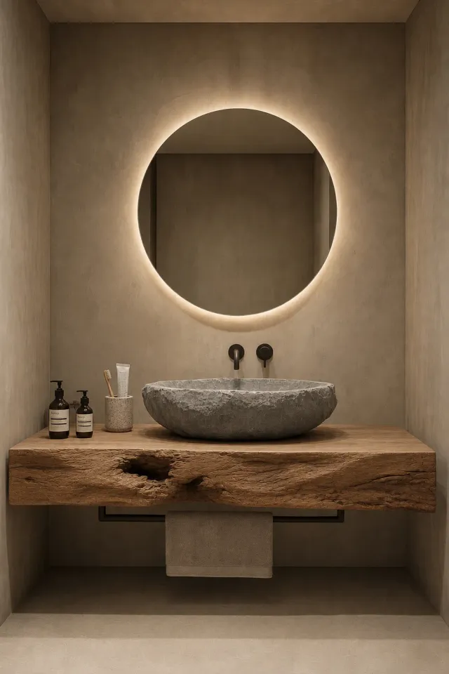 XLAB Design RADICE 5 top bagno legno antico 120x50x20 cm lavabo appoggio