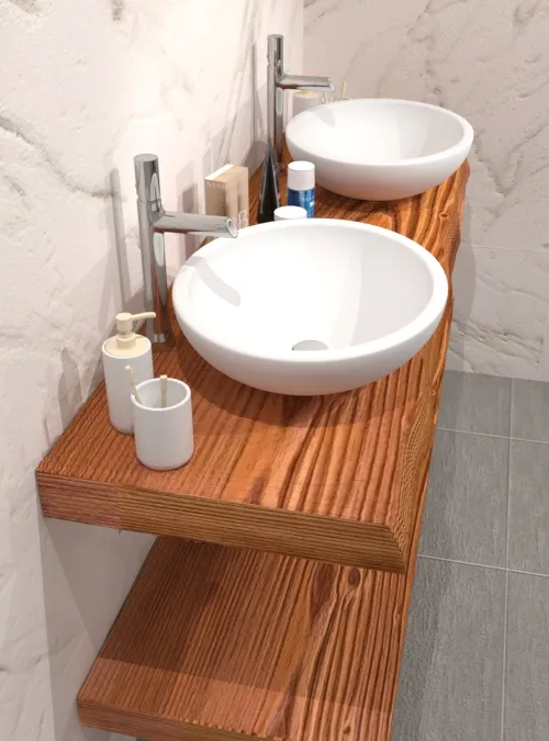 XLAB Design Polly doppio top bagno legno massello larice