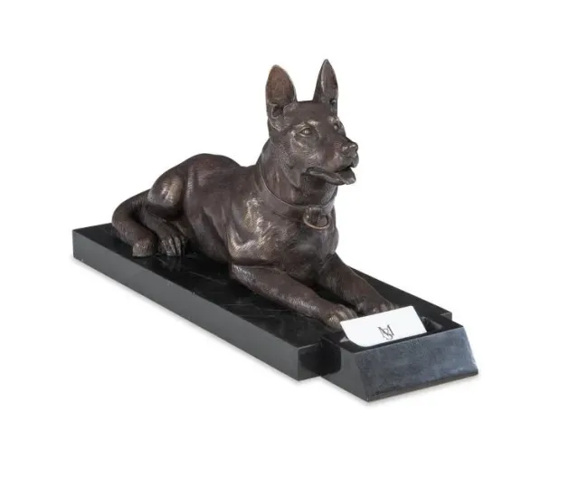 Maitland Smith German Shepherd portabiglietti ottone