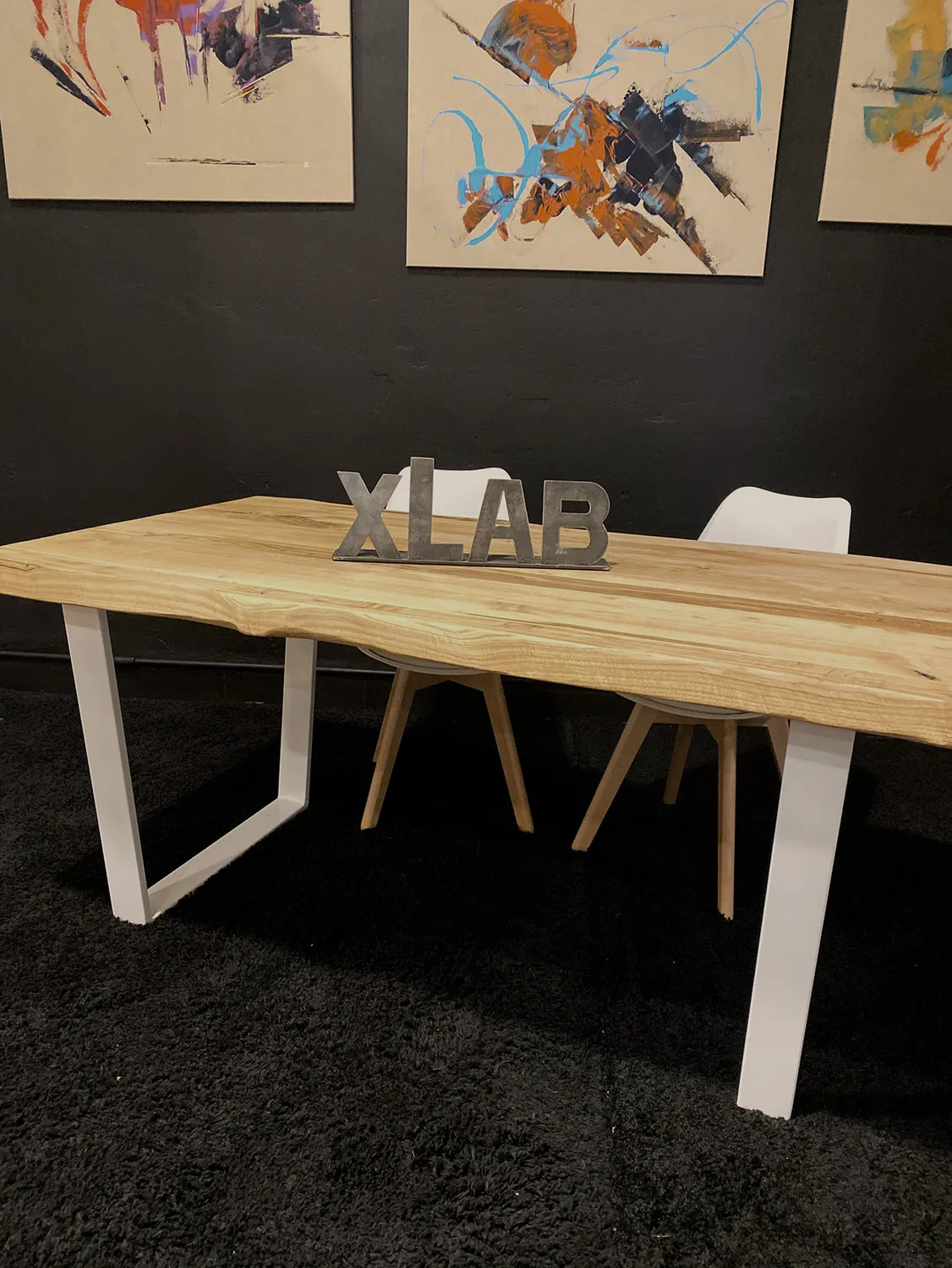 XLAB Marius tavolo cucina legno 140x80 castagno ferro 4 posti