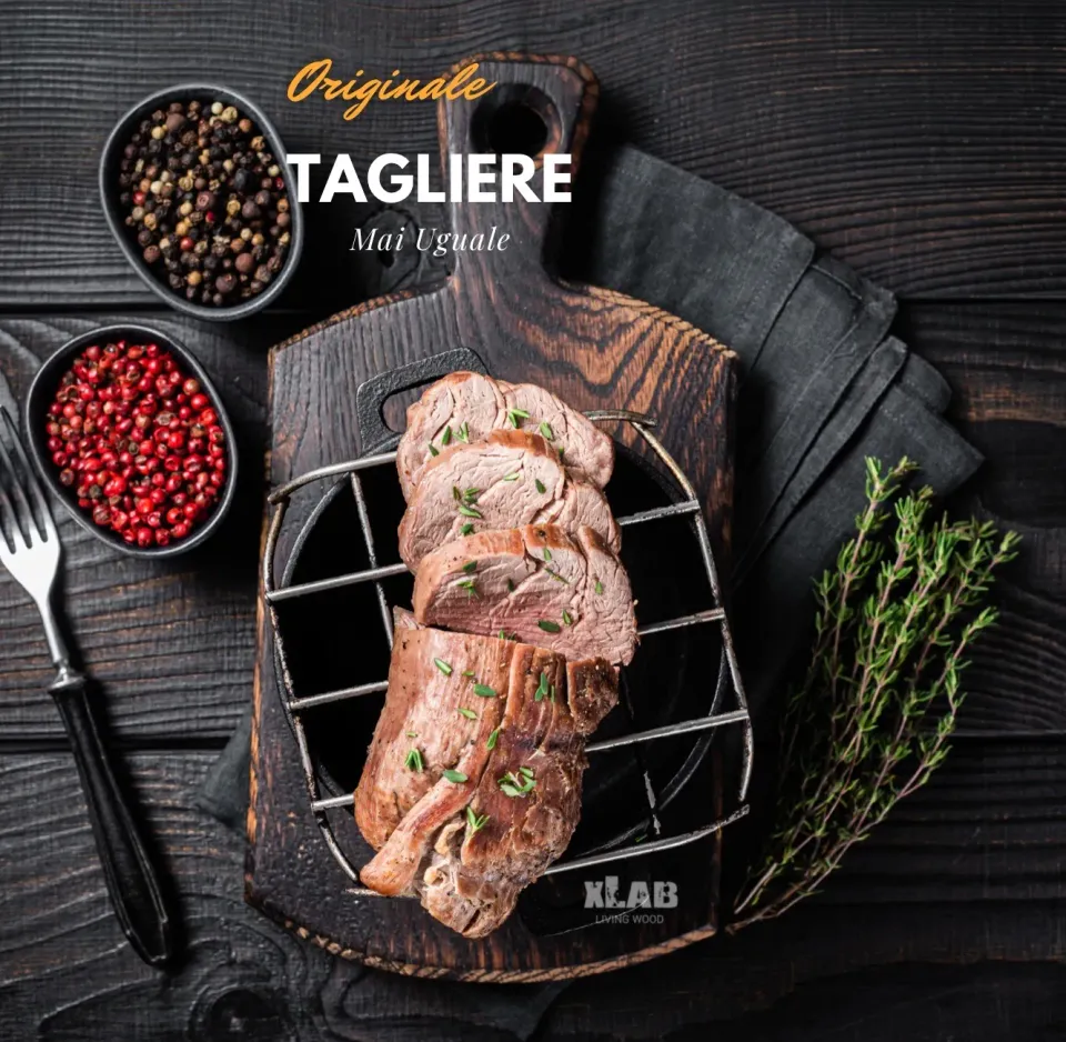 XLAB Design Tagliere Legno Noce Scuro Rettangolare Artigianale