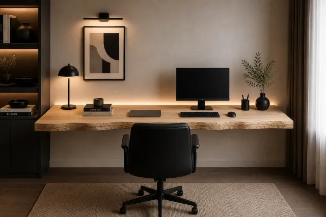 XLAB Design Scrivania Sospesa 160 cm Legno Massello Castagno
