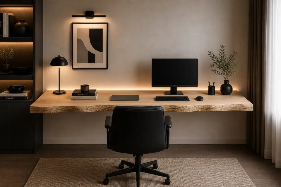 XLAB Design Scrivania Sospesa 160 cm Legno Massello Castagno