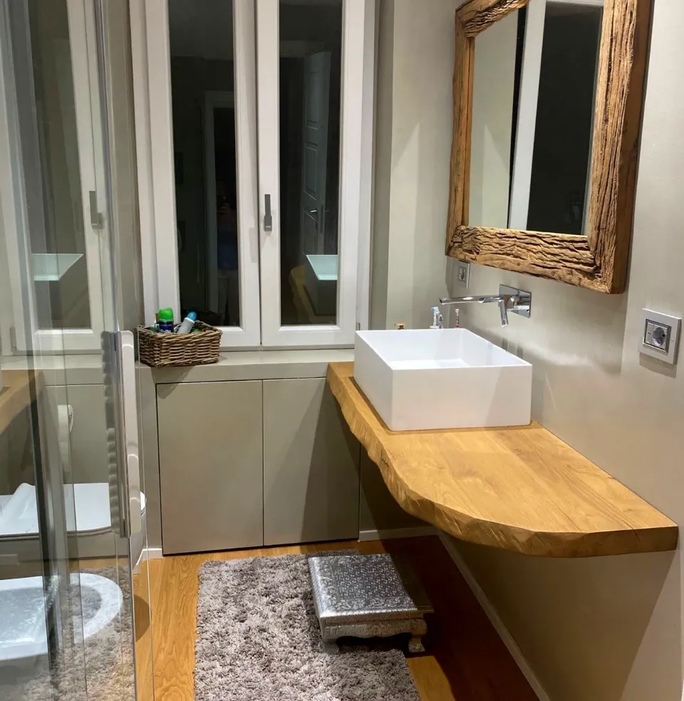 XLAB Design mensola bagno castagno massello rovere 120x50x6