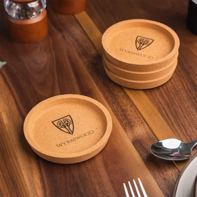 Wyrmwood Gaming Cork Coaster sottobicchieri sughero set 4 leggeri
