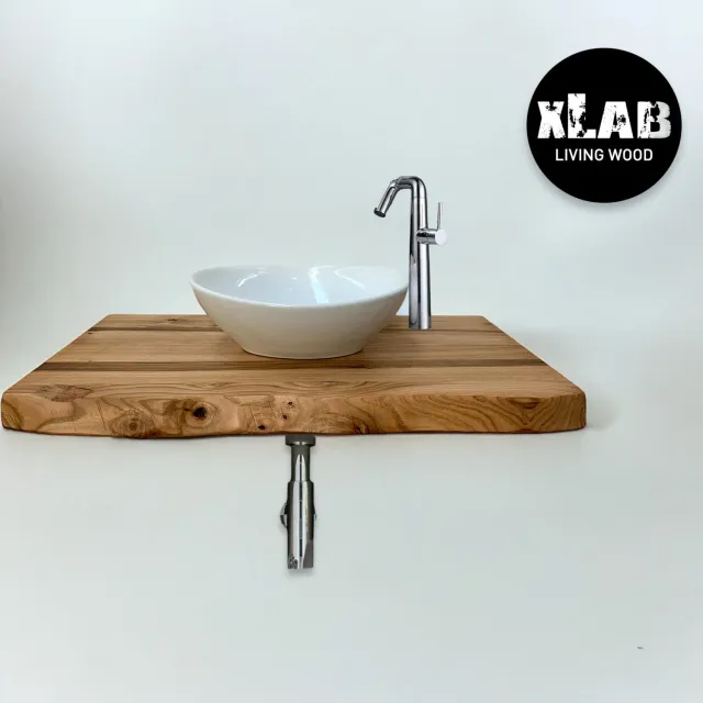 XLAB Design Mensola Bagno Legno Massello 100x50x5 cm Rustico