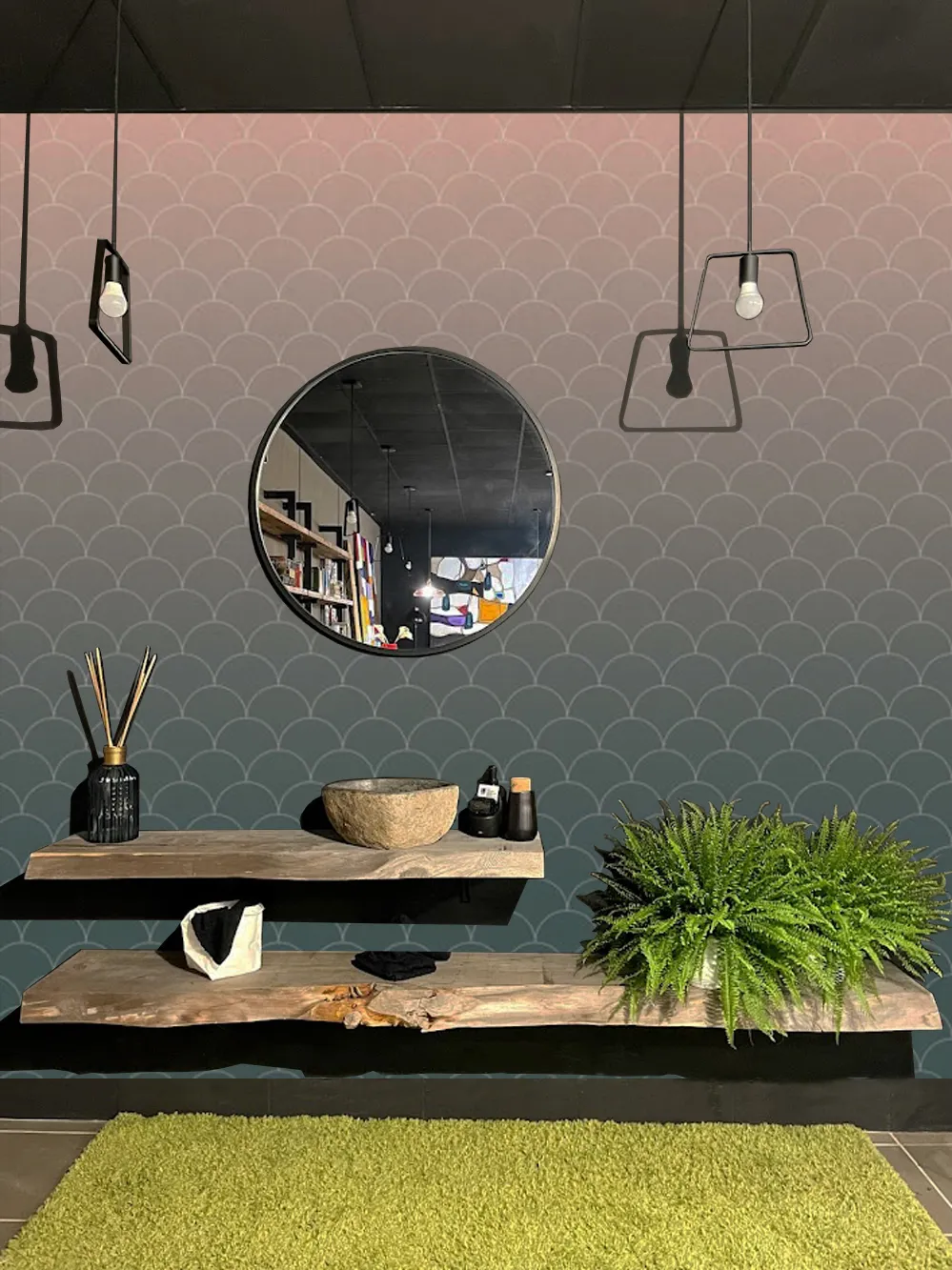 XLAB Design Doppia Mensola Bagno Lavabo in cipresso