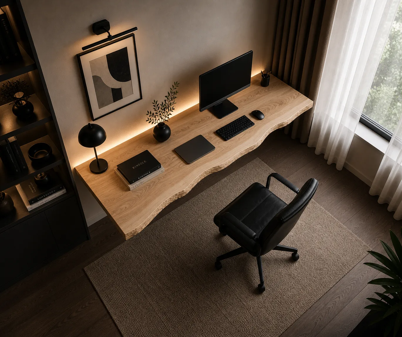 XLAB Design Scrivania Sospesa 160 cm Legno Massello Castagno