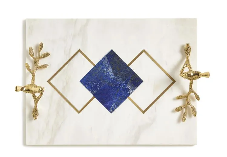 Maitland Smith Lapis Sparrow vassoio lapislazzuli 41 cm
