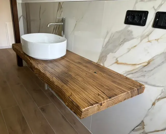 XLAB Design Old Wood mensola bagno legno 140x50x6 idroresistente