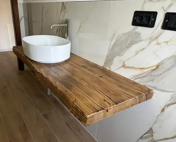 XLAB Design Old Wood mensola bagno legno 140x50x6 idroresistente