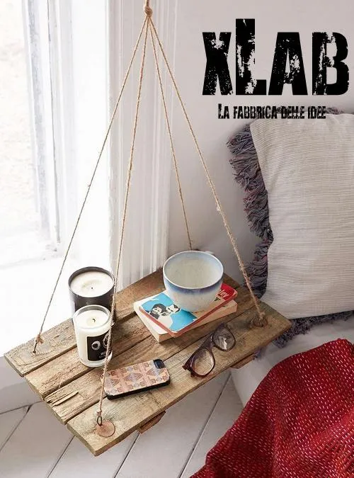 XLAB Design mensola comodino altalena juta vintage massello
