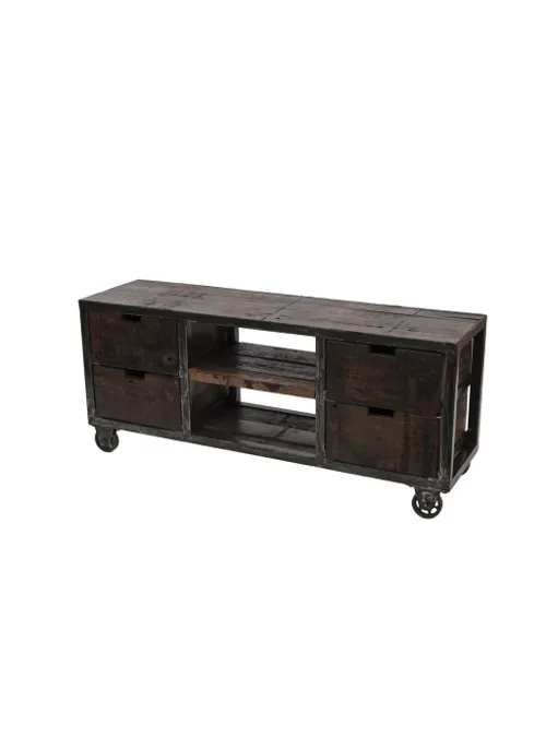 XLAB Design Ace mobile TV cassetti legno riciclo ruote