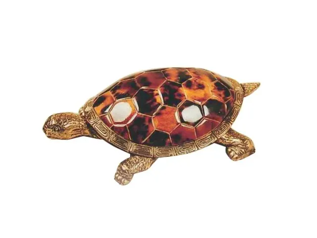 Maitland Smith Young Turtle tartaruga soprammobile ottone madreperla 20 cm