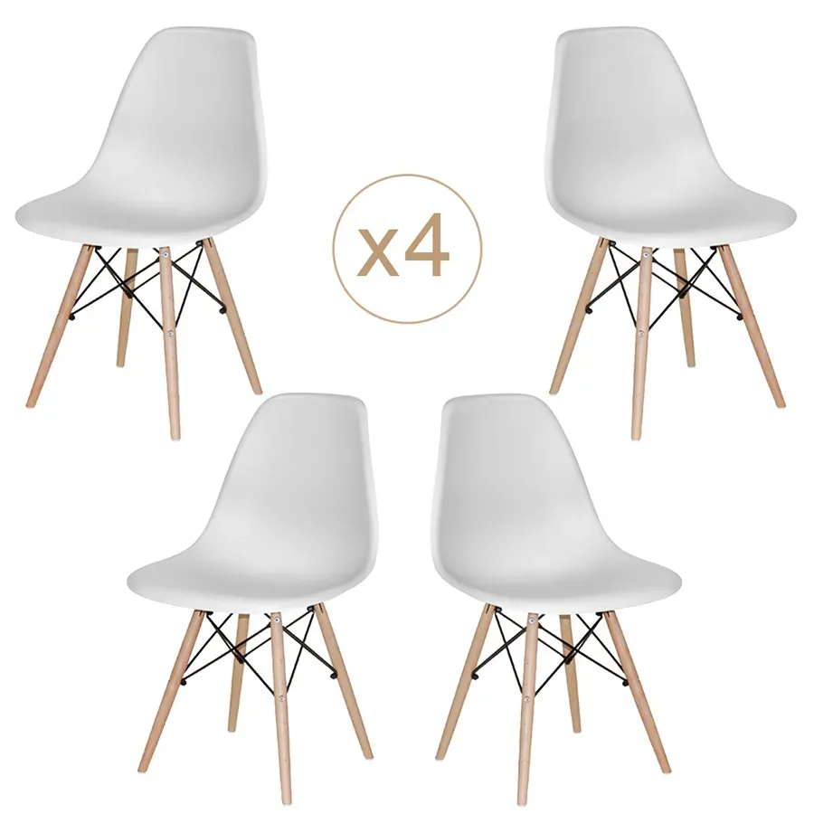 Sicily Wood Maker Scandinava Sedia in legno set 4 pezzi