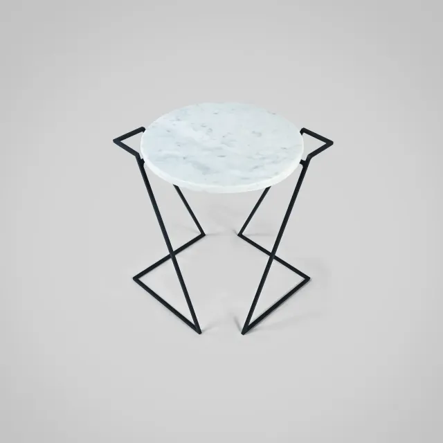 Stilts Saturno tavolino marmo Carrara 37x37 bianco
