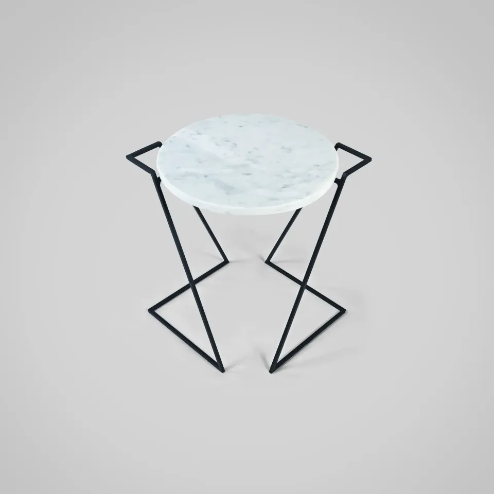 Stilts Saturno tavolino marmo Carrara 37x37 bianco