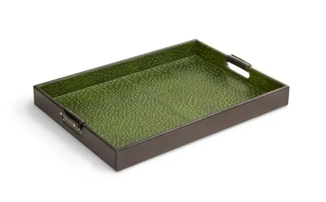 Maitland Smith Carmine vassoio pelle verde 58 cm