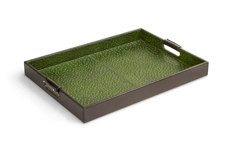 Maitland Smith Carmine vassoio pelle verde 58 cm