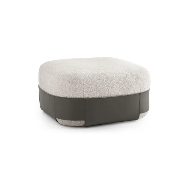 Morica Design Sumo pouf cuoio e bouclé con tasca