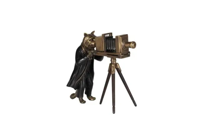 Maitland Smith Feline Fotography scultura ottone 26 cm